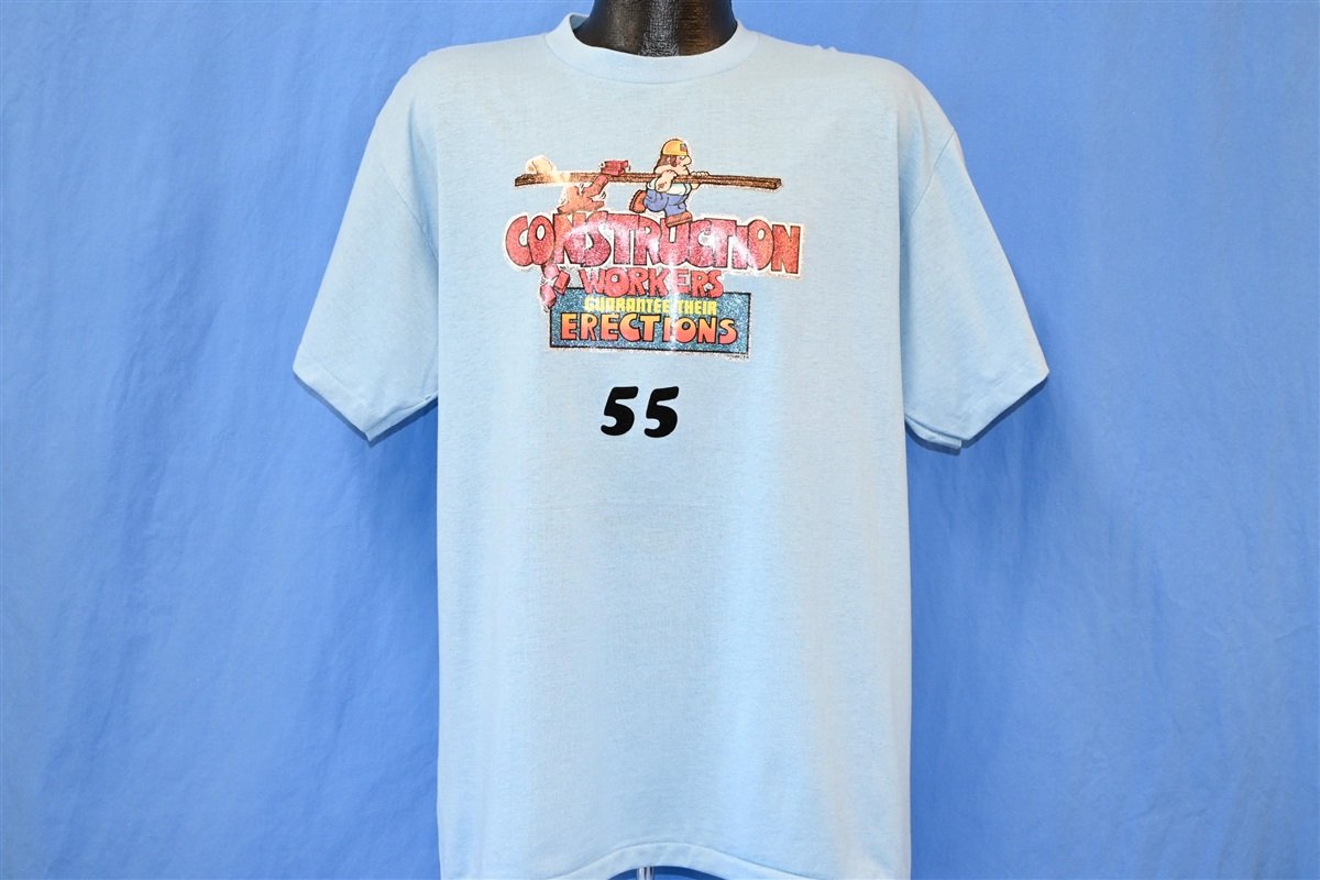 80s Construction Workers Guarantee Erections t-shirt Large product image 2