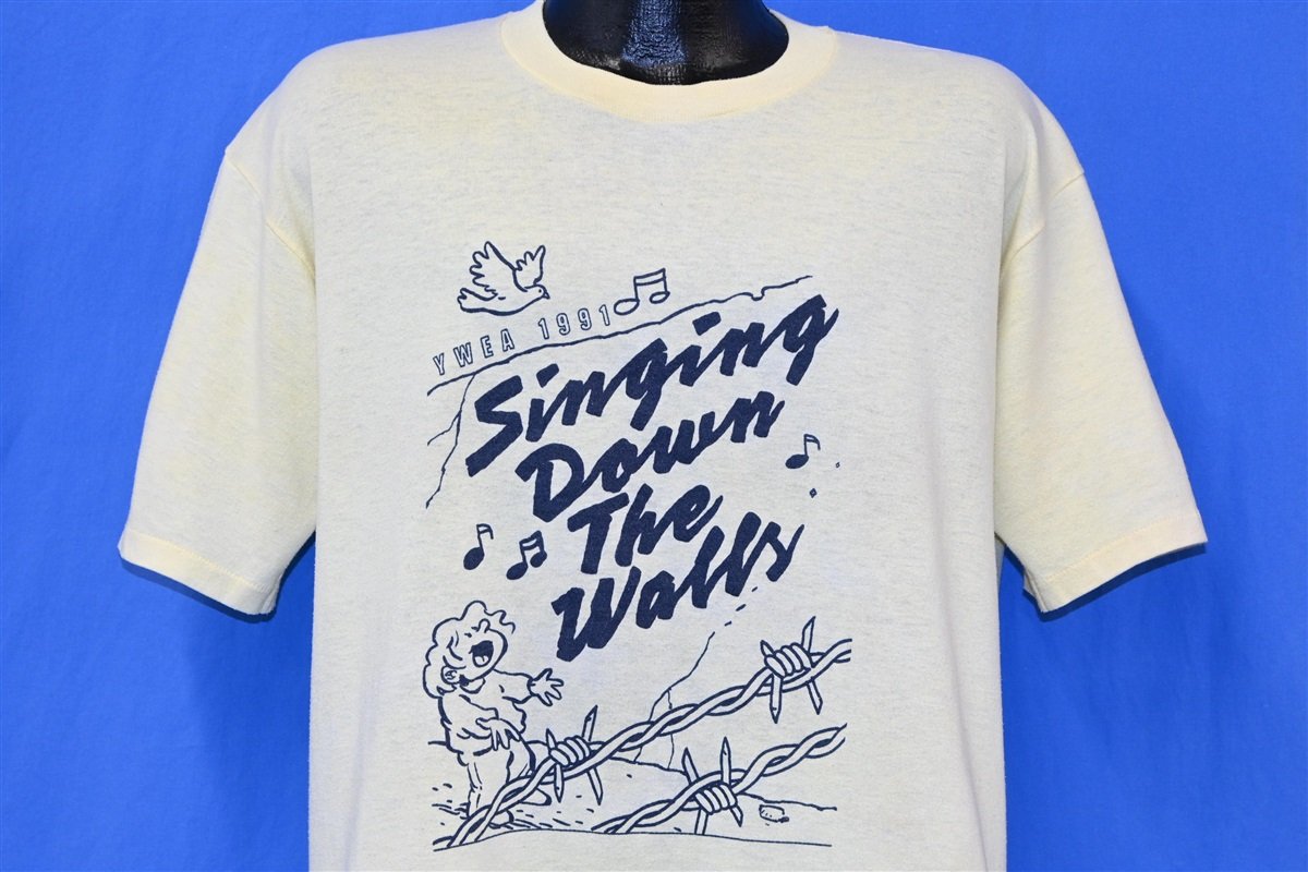 90s YWEA 1991 Singing Down Walls Religion t-shirt Extra product image 1