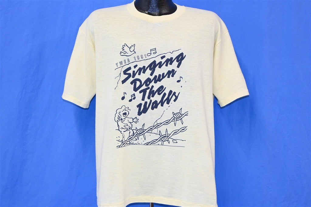 90s YWEA 1991 Singing Down Walls Religion t-shirt Extra product image 2