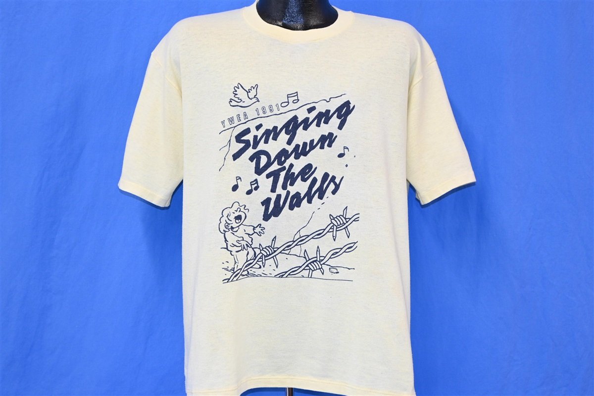 90s YWEA 1991 Singing Down Walls Religion t-shirt Extra product image 2