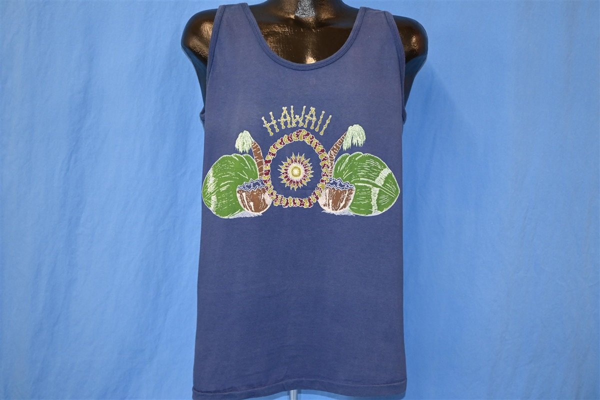 70s Hawaii Palm Trees Coconut Lei Tank Top t-shirt Large product image 2