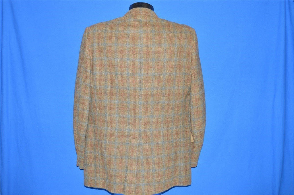 60s Brown Plaid Wool Square Button Sport Coat Jacket Large product image 4