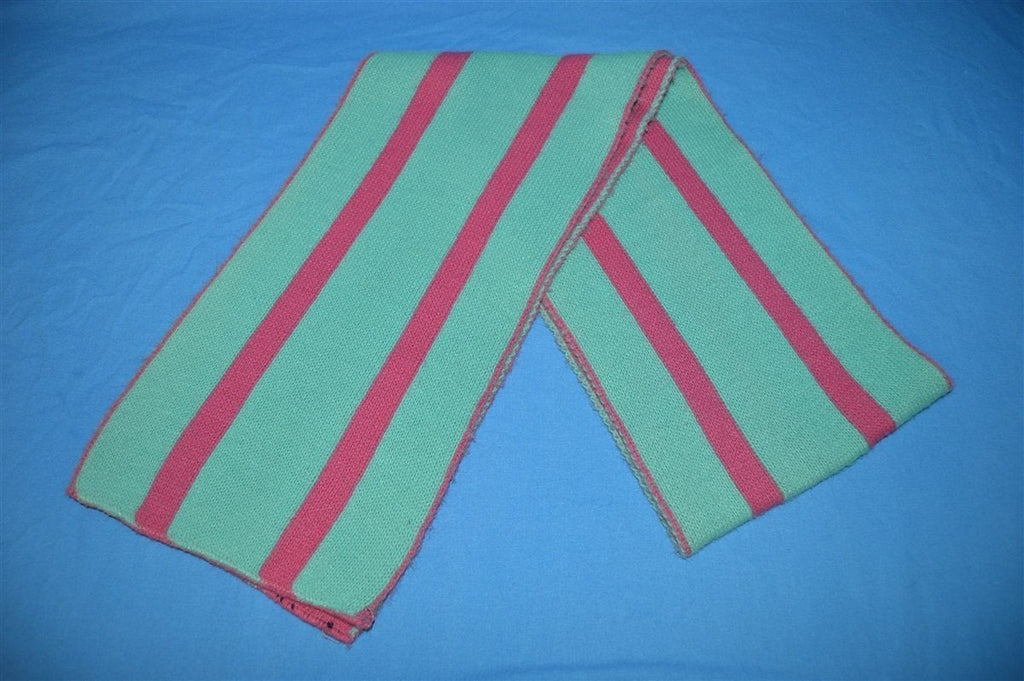 80s Pink Teal Vertical Striped Winter Scarf
