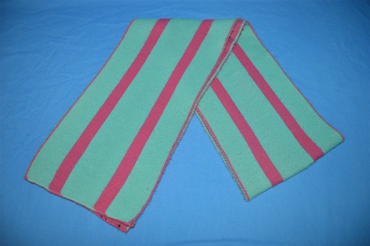 80s Pink Teal Vertical Striped Winter Scarf