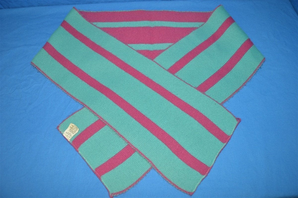 80s Pink Teal Vertical Striped Winter Scarf