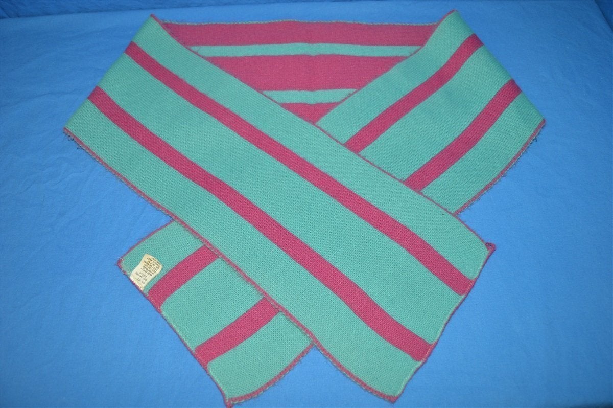 80s Pink Teal Vertical Striped Winter Scarf