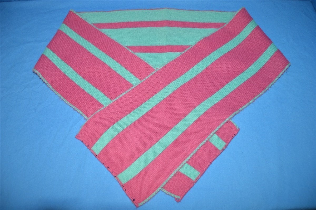 80s Pink Teal Vertical Striped Winter Scarf
