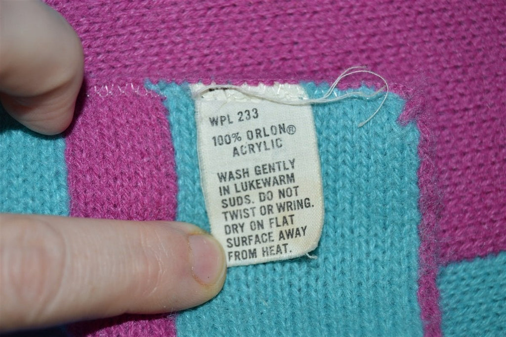 80s Pink Teal Vertical Striped Winter Scarf