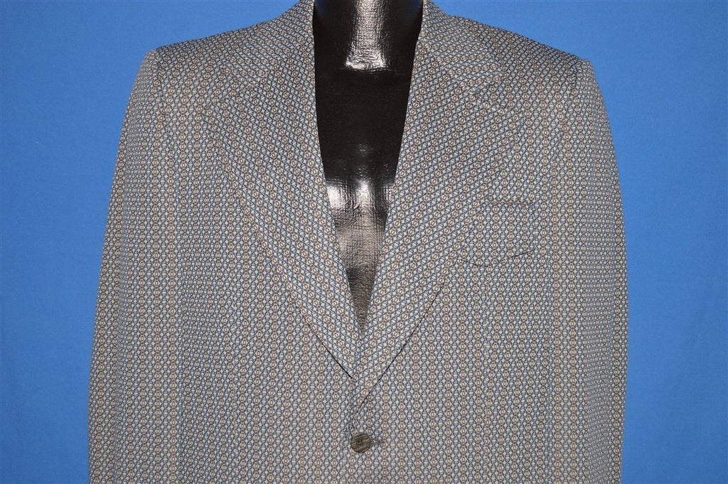 70s Blue White Brown Polyester Patterned Suit Jacket Medium product image 1