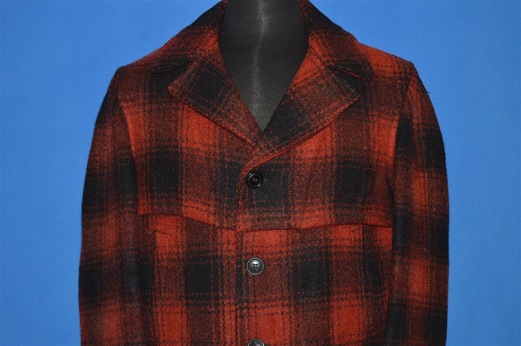 50s Red Black Wool Mackinaw Checked Coat Large product image 1
