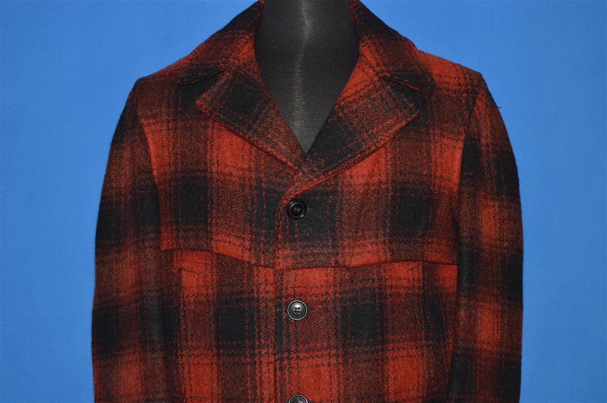 50s Red Black Wool Mackinaw Checked Coat Large product image 1