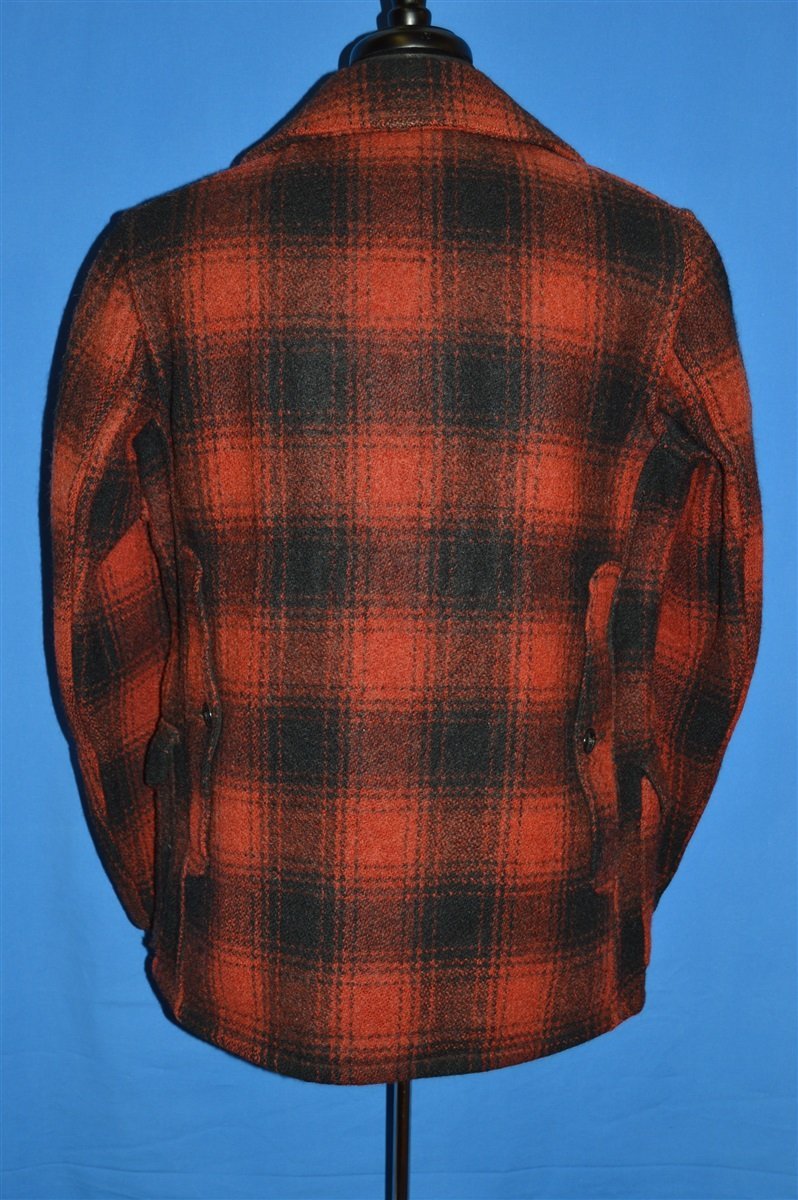 50s Red Black Wool Mackinaw Checked Coat Large product image 4