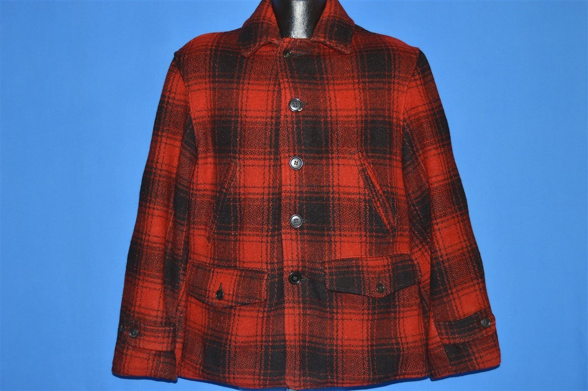50s Red Black Mackinaw Wool Hunting Jacket Medium product image 2