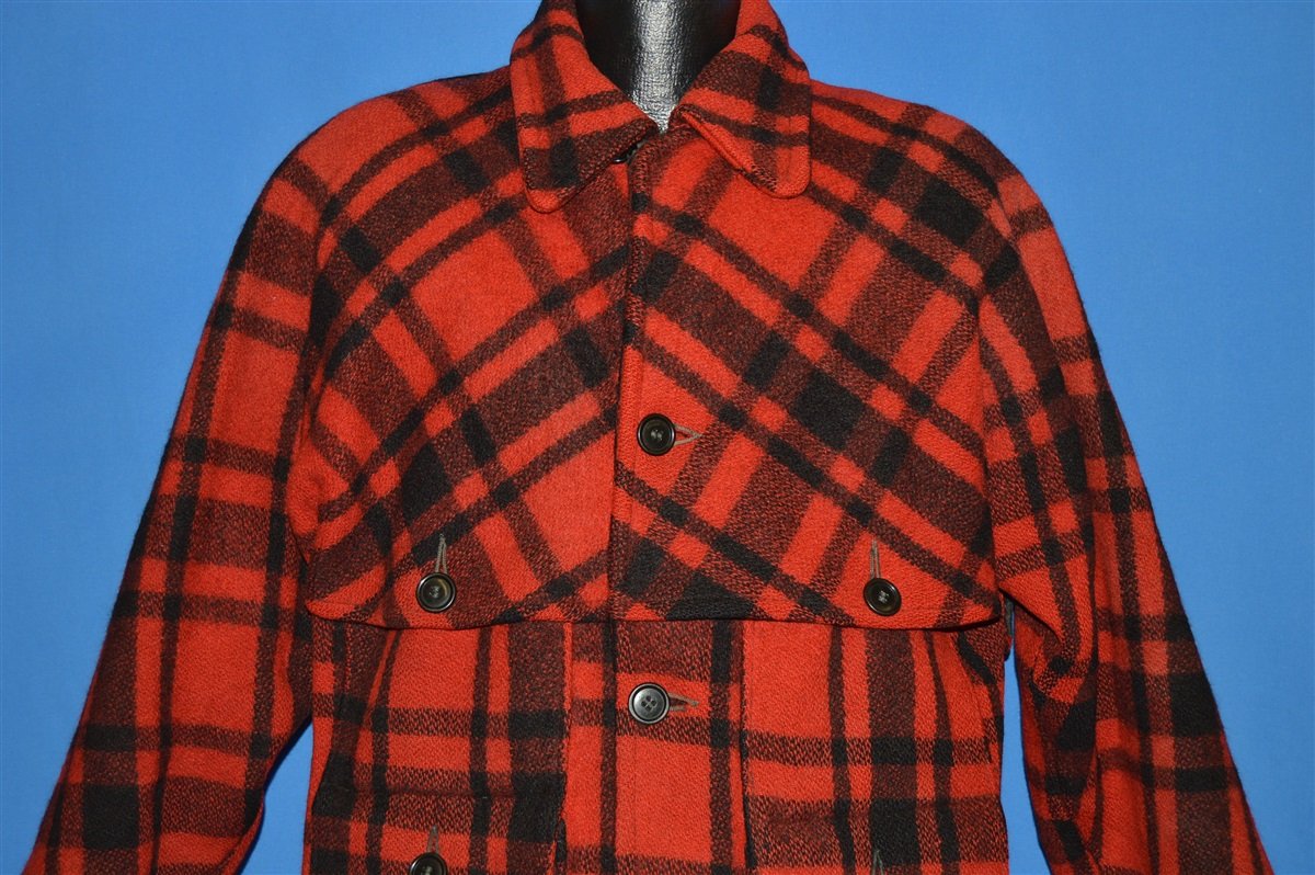 40s Double Mackinaw Black Red Check Coat Extra Large product image 1