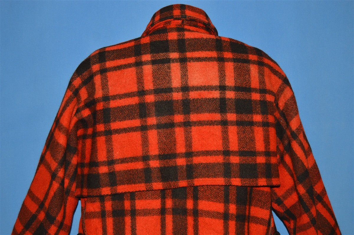 40s Double Mackinaw Black Red Check Coat Extra Large product image 3