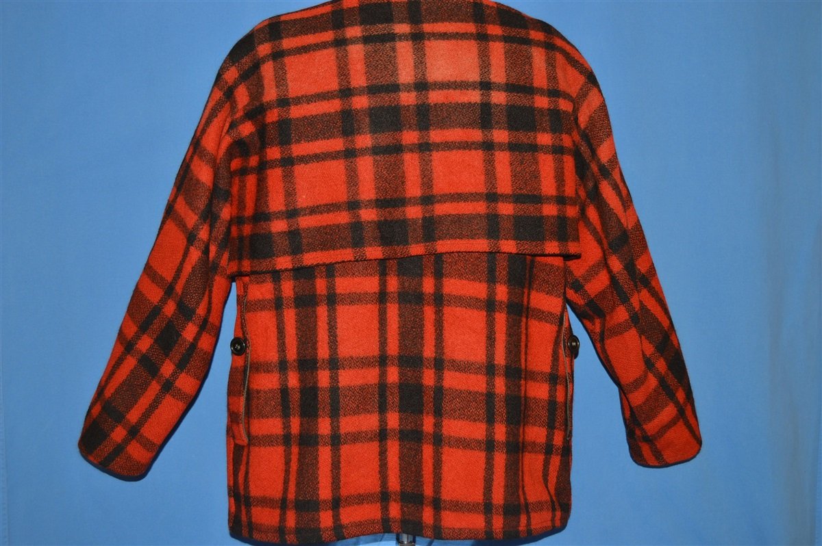 40s Double Mackinaw Black Red Check Coat Extra Large product image 4