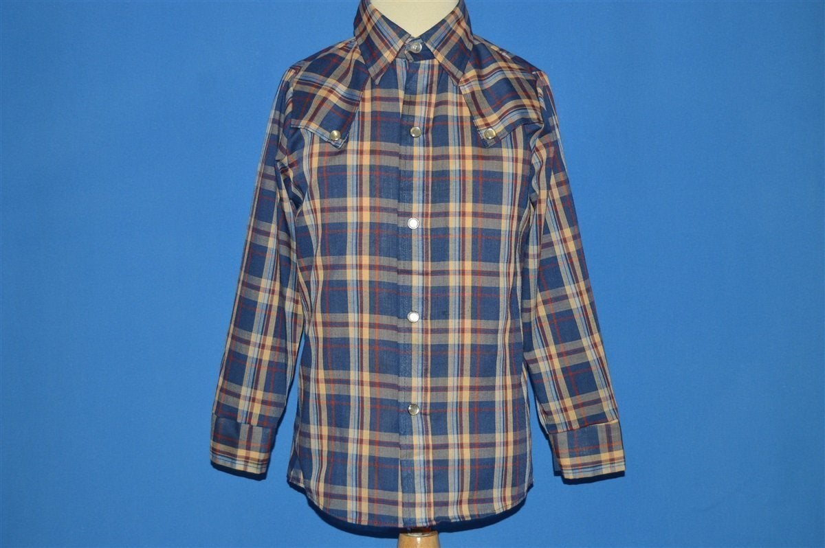 80s Winnie the Pooh Plaid Western Pearl Snap Shirt Youth product image 2