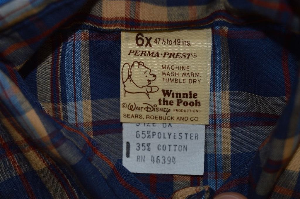 80s Winnie the Pooh Plaid Western Pearl Snap Shirt Youth product image 4