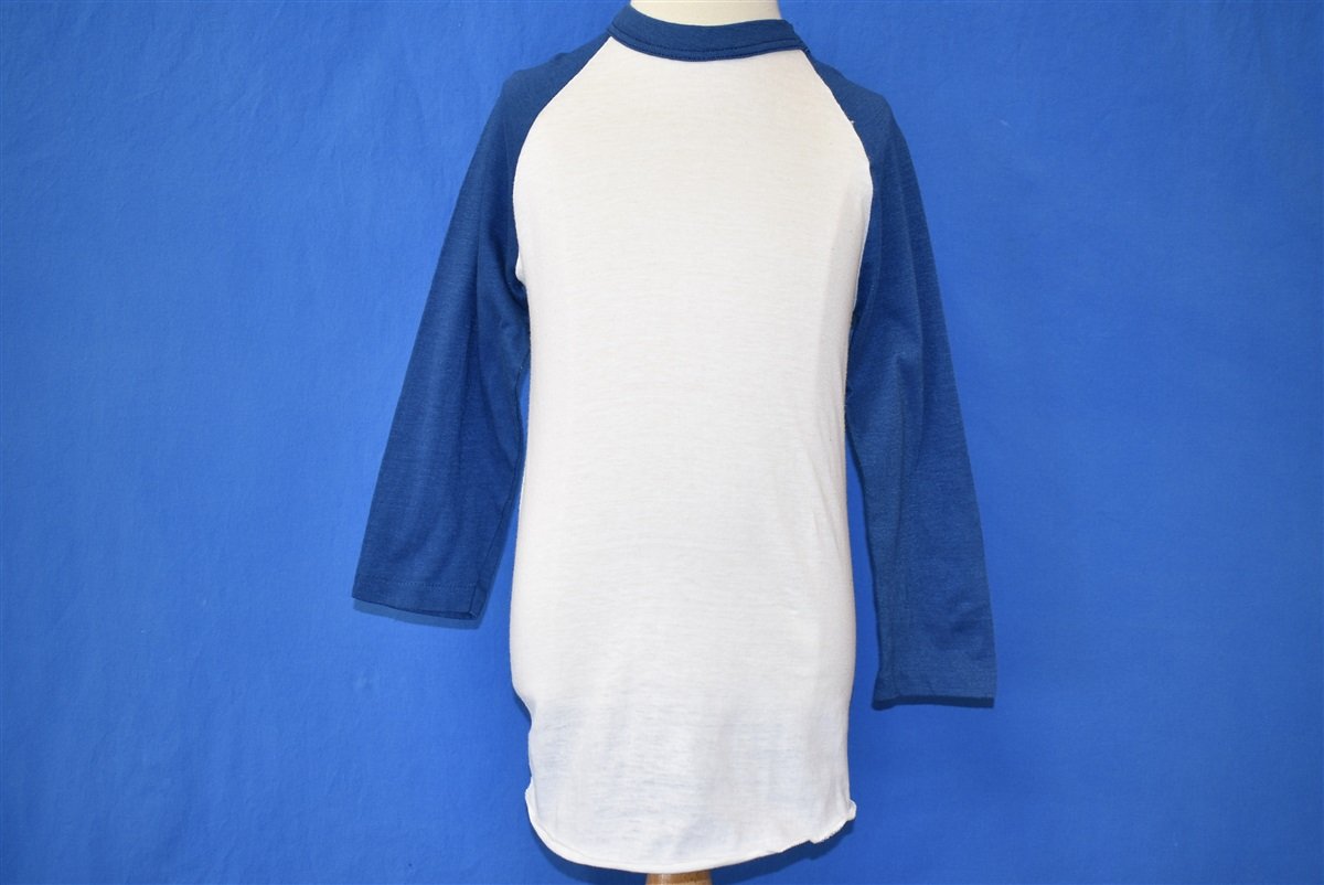 80s Blank White and Blue Raglan t-shirt Youth Small product image 2