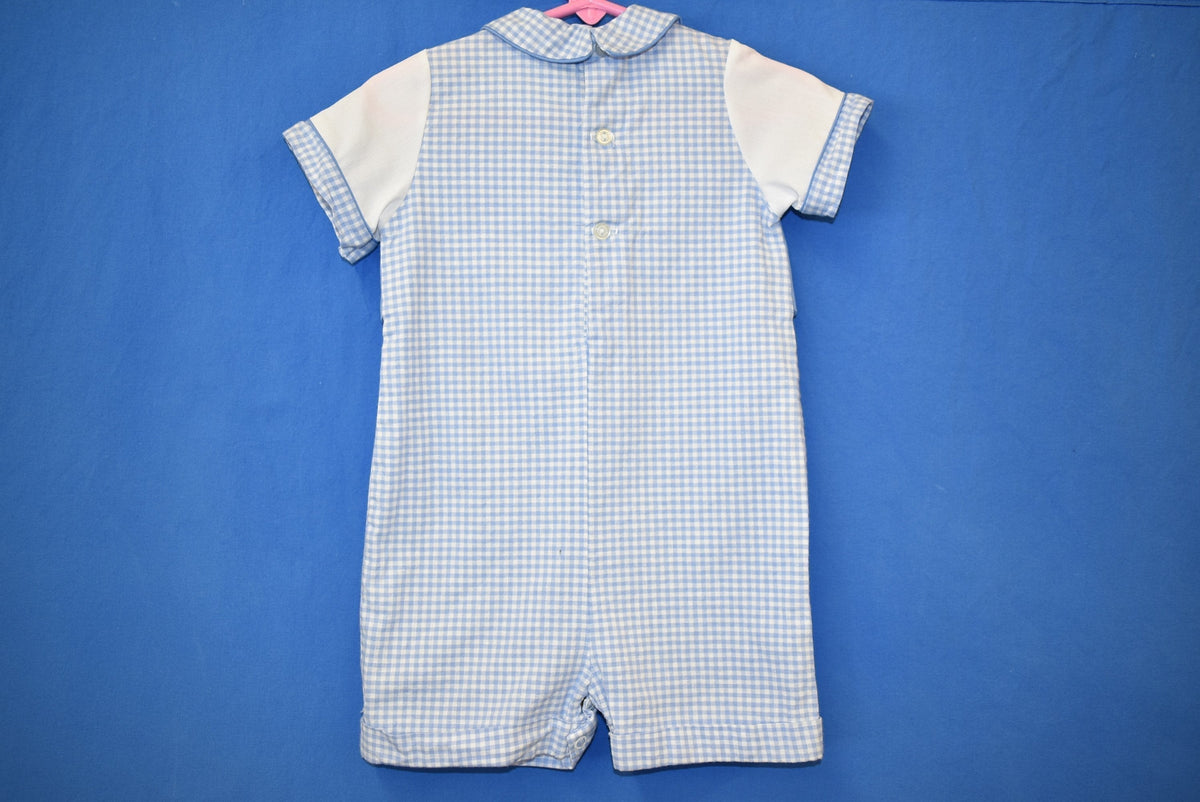 80s Blue Gingham Vest And Pants Baby One Piece 18 Months product image 5