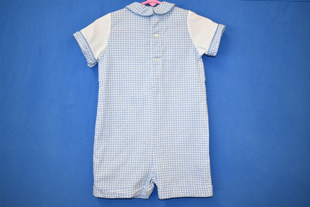 80s Blue Gingham Vest And Pants Baby One Piece 18 Months product image 2