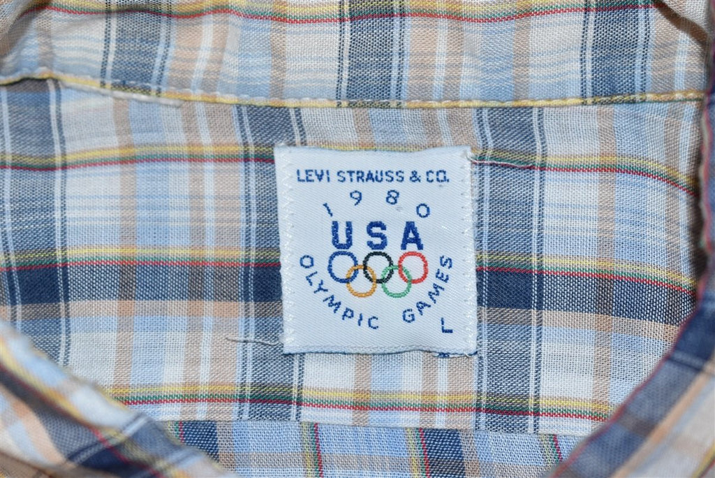 80s Levi's Plaid 1980 Olympic Games Button Down Shirt Large product image 4