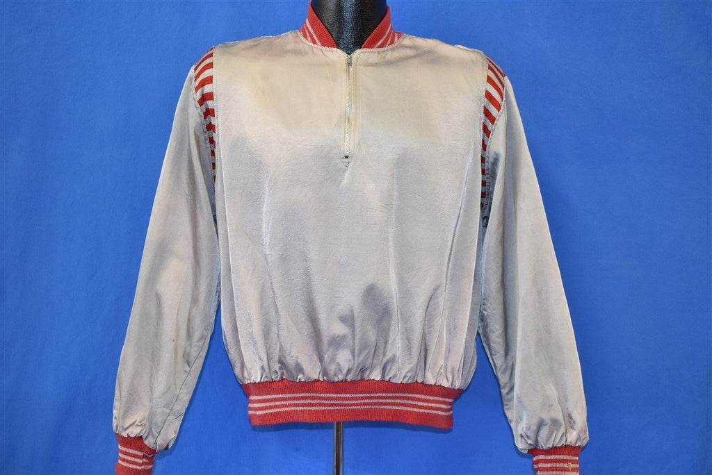 50s Silver And Red Striped Satin Pullover Jacket Large product image 2