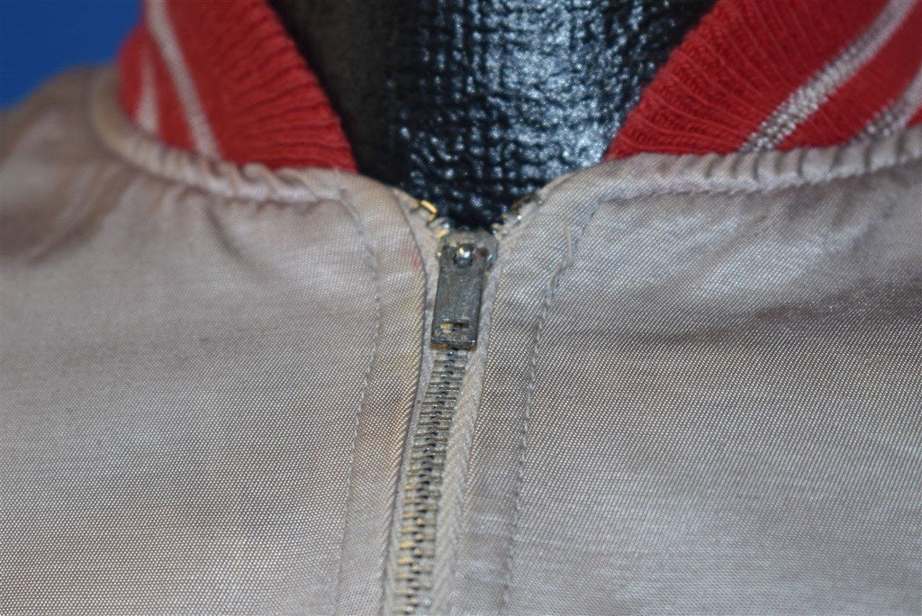 50s Silver And Red Striped Satin Pullover Jacket Large product image 3