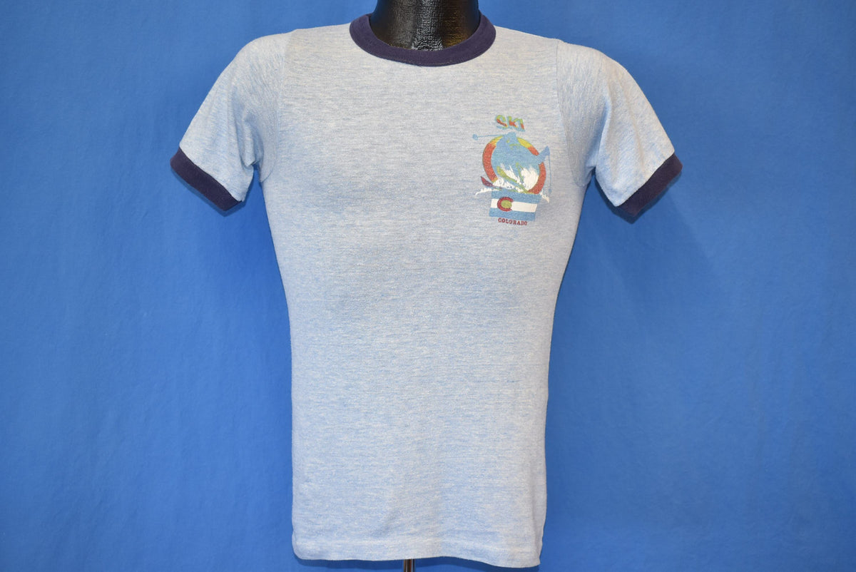 70s Ski Colorado Flag Rockies Rayon Tri Blend Ringer product image 5