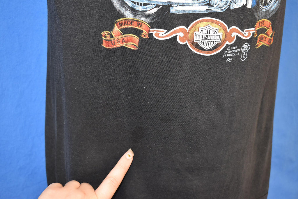 80s 3D Emblem Harley Davidson Motorcycle Supply t-shirt product image 4