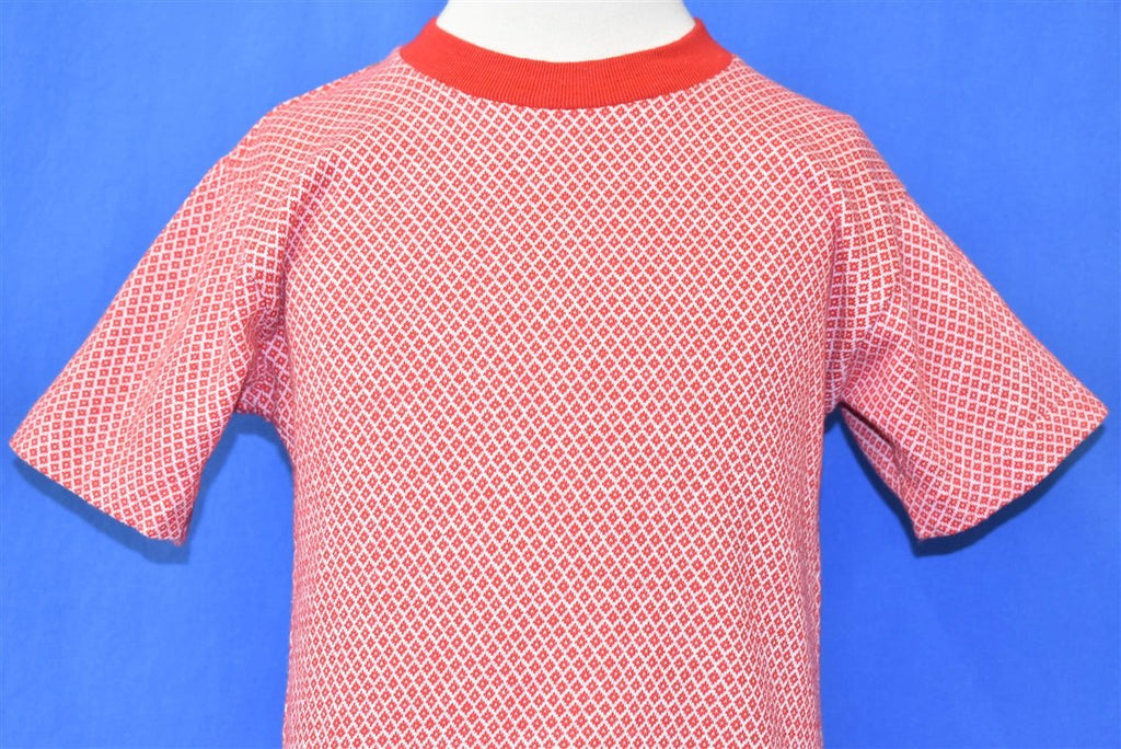 70s Red White Diamond Pattern Knit t-shirt Youth Medium product image 1
