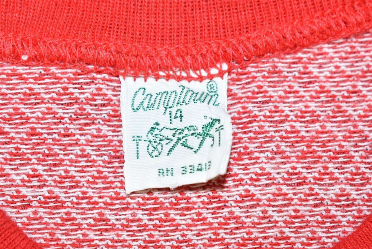 70s Red White Diamond Pattern Knit t-shirt Youth Medium product image 3